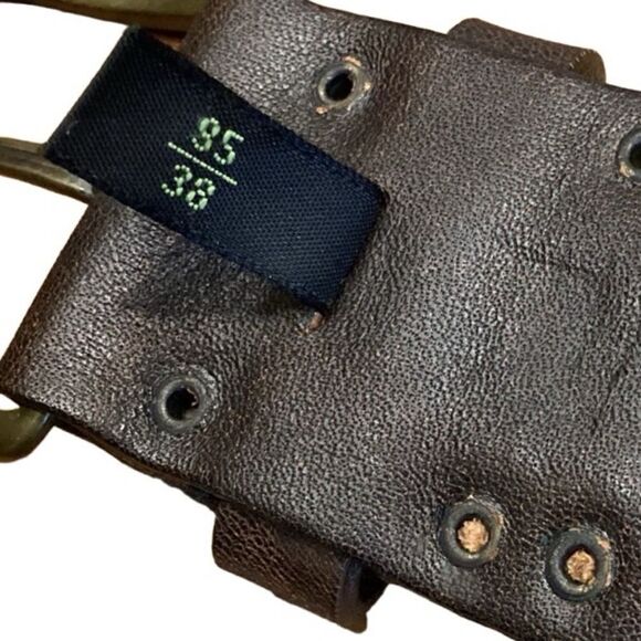 Nanni Studded Brown Leather Belt Bronze Accents Made in Italy Sz 38 - Picture 4 of 9